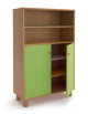 Armadio alto in legno con vano a giorno superiore e vano inferiore chiuso con ante basse colore a scelta - cm 100x45x200h