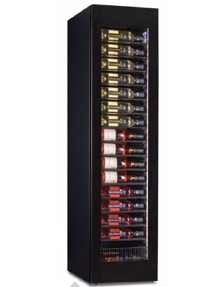VETRINA FRIGO PER VINO SLIM VENTILATA +2° +20°C - CAPACITA' N° 112 BOTTIGLIE CL 75 - PORTA A SFIORO - CM 45x70x180,4h