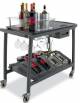 CARRELLO SERVIZIO VINI IN LEGNO CON RASTRELLIERA PER BICCHIERI - E 4 GLACETTE SU PIASTRA EUTETTICA - CM 101,5X57X101,9H