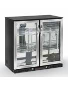Vetrina bibite 2 porte battenti in vetro con cornice in acciaio inox - Lt 228 - refrigerazione Roll-Bond +1/+10°C - cm 90x50x90h