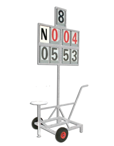 Segnalatore numerico a 8 cifre completo di sedile, mobile su ruote