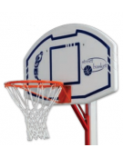 Coppia tabelloni di plastica per gioco basket e minibasket con canestro, su supporto in acciaio