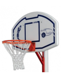 Coppia tabelloni di plastica per gioco basket e minibasket con canestro, su supporto in acciaio