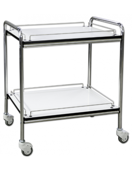 Carrello porta strumenti con struttura di acciaio cromato con maniglione di trasporto Carrello porta strumenti con struttura di acciaio cromato con maniglione di trasporto