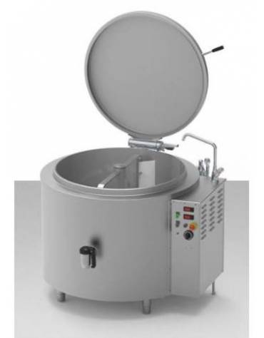 Pentola elettrica INDIRETTA trifase-18kw con autoclave, 1 vasca capacità 150 Lt. cm Ø60xh54 - dim tot. cm 80x90x90h