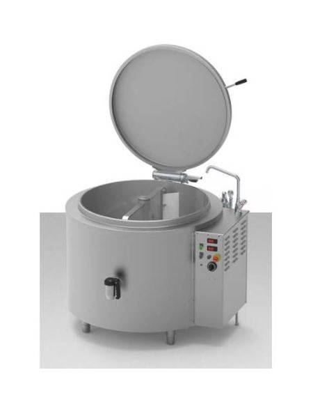 Pentola elettrica INDIRETTA trifase-18kw con autoclave, 1 vasca capacità 150 Lt. cm Ø60xh54 - dim tot. cm 80x90x90h