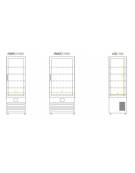 Vetrina Pasticceria ventilata no frost +2°/+8°C con 4 lati in vetro - colore nero - 1 porta - capacità 340 Lt - cm 65x65x195h