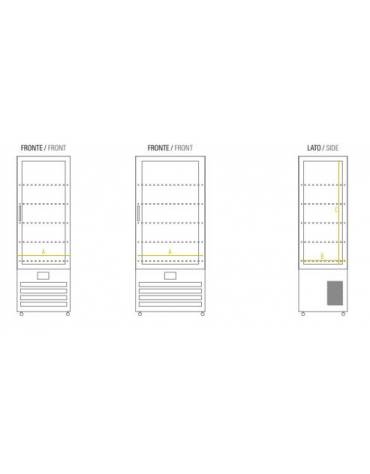 Vetrina refrigerata verticale per pasticceria Dimensioni: larghezza mm.761, profondità mm.761, altezza mm.1860.