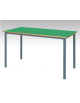 BANCO TAVOLINO BIPOSTO RETTANGOLARE CM 130X50X52H - Tubo Ø 40 - piano verde bordo faggio - struttura grigio RAL 7001