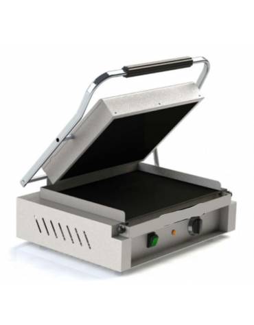 Piastra grill in vetroceramica singola media in acciaio inox - liscia sopra e sotto - zona di cottura inferiore cm 40x30