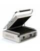 Piastra grill in vetroceramica singola media in acciaio inox - rigata sopra, liscia sotto - piano cottura cm 40x30