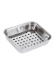 Vassoio contenitore con griglia in acciaio inox - cm 32x23x5,5h