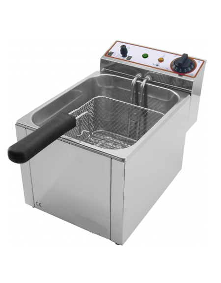 Friggitrice elettrica da banco in acciaio inox - 1 vasca capacità olio Lt 6 - mm 260x410x330h