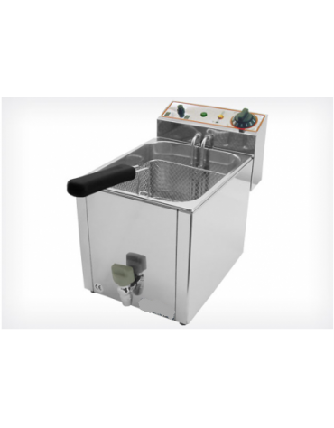 Friggitrice elettrica da banco in acciaio inox - 1 vasca - capacità olio lt 10 - mm 265x490x360h