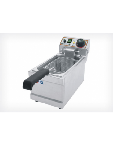 Friggitrice elettrica da banco in acciaio inox - 1 vasca estraibile - capacità olio Lt 4 - mm 195x430x275h