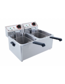 Friggitrice elettrica da banco in acciaio inox - linea economica - 2 vasche estraibili 8+8 Lt. - mm 540x410x350h