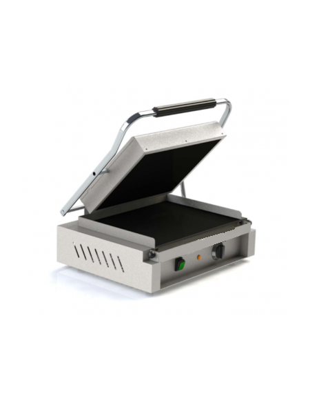 Piastra grill in vetroceramica singola media in acciaio inox - rigata sopra e sotto - zona di cottura inferiore da cm 40x30