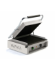 Piastra grill in vetroceramica singola media in acciaio inox - rigata sopra e sotto - zona di cottura inferiore da cm 40x30