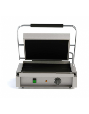 Piastra grill in vetroceramica singola media in acciaio inox - rigata sopra e sotto - zona di cottura inferiore da cm 40x30