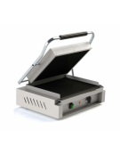 Piastra grill vetroceramica singola media in acciaio inox - liscia sopra e rigata sotto - zona cottura inferiore cm 40x30