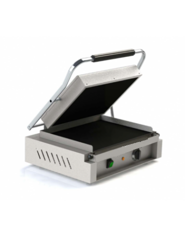 Piastra grill vetroceramica singola media in acciaio inox - liscia sopra e rigata sotto - zona cottura inferiore cm 40x30