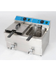 Friggitrice professionale elettrica da banco 2 vasche Lt 8+8 con rubinetto - MONOFASE