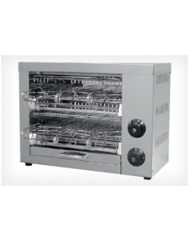 Tostapane in acciaio inox - con funzione timer - 6 resistenze al quarzo e 6 pinze incluse - mm 475x230x365h