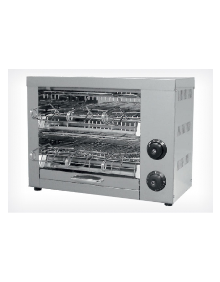 Tostapane in acciaio inox - con funzione timer - 6 resistenze al quarzo e 6 pinze incluse - mm 475x230x365h