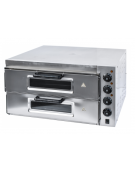 Forno pizza elettrico in acciaio inox - 2 camere da 2+2 pizze Ø 300mm - dimensioni interne mm 605x605x125h (x2)