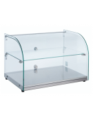 Vetrina neutra con basamento in acciaio inox - corpo in vetro curvo - capacità 45 Lt - mm 554x376x370h