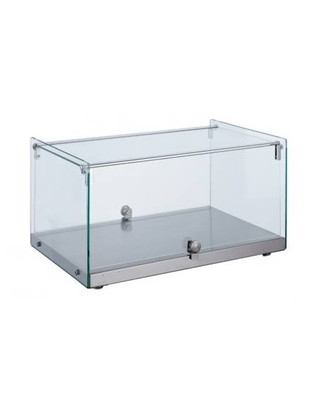 Vetrina neutra con basamento in acciaio inox - corpo in vetro dritto - capacità 35 Lt - mm 554x361x305h