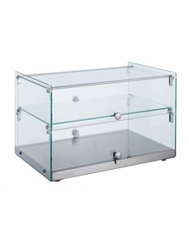Vetrina neutra con basamento in acciaio inox - corpo in vetro dritto - capacità 50 Lt - mm 554x361x370h