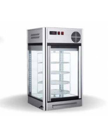 Vetrina refrigerata da banco +2 / +12°C - capacità 108 Lt. - doppio vetro - 4 ripiani cromati rotatori - mm 475x475x870h