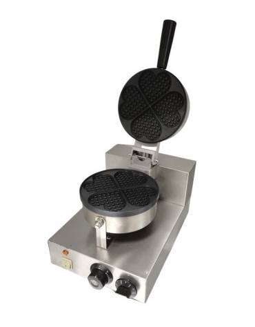 Macchina per waffel a forma di cuore, piastre cottura in ghisa antiaderente - funzione timer - mm 260x440x260h