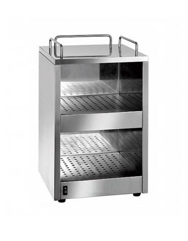 Scalda tazze in acciaio inox a 2 ripiani - capacità 72 tazze - temperatura 30° / 60°C - mm 320x320x550h