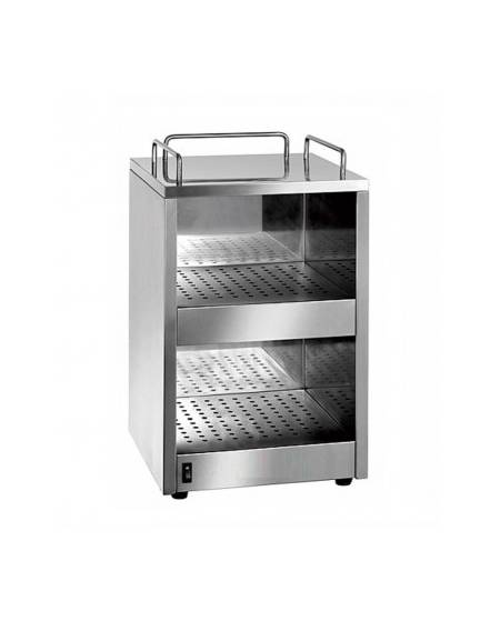 Scalda tazze in acciaio inox a 2 ripiani - capacità 72 tazze - temperatura 30° / 60°C - mm 320x320x550h