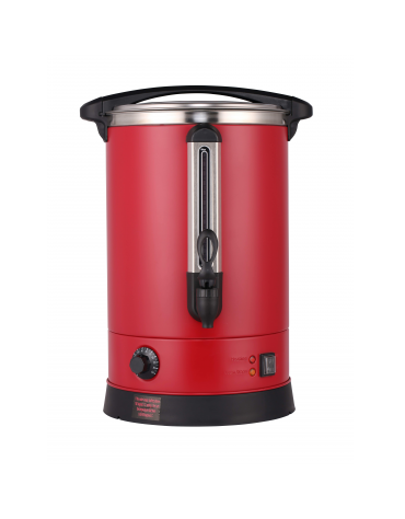 Bollitore elettrico acqua calta da 15,8 lt, colore Rosso - potenza 2500W - adatto per vin brulè - mm Ø 290x581h