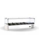 Vetrina refrigerata in acciaio inox 304 con vetri per banco pizzeria - per bacinelle 3x GN1/3 + 1x GN1/2  - mm 1200x395x435h