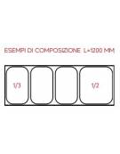 Vetrina refrigerata in acciaio inox con vetri per banco pizzeria - predisposta per 3xGN1/3 + 1xGN1/2 - mm 1200x395x435h