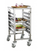 Carrello portavassoi in acciaio inox - 6 ripiani per vassoi GN - con piano lavoro - mm 380x550x950h
