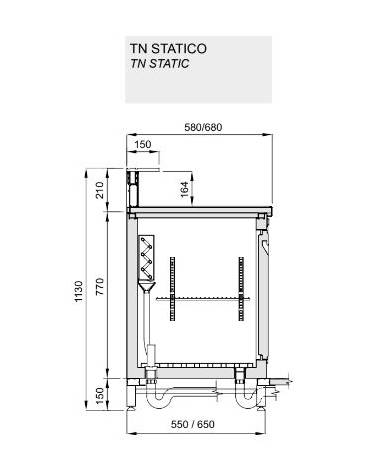 Banco bar refrigerato 3 sportelli motore interno da cm. 300