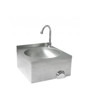 Lavamani a parete in acciaio inox 18/10 - comando a ginocchio - mm 400x400x235h