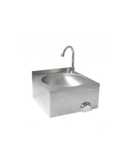 Lavamani a parete in acciaio inox 18/10 - comando a ginocchio - mm 400x400x235h