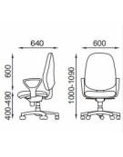 Sedia operativa con braccioli e base in nylon grigio - alzata a gas - schienale up/down cm 60x66x104/117h