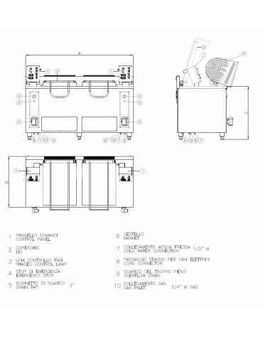 Cuocipasta cuocitore atomatico a gas a una vasca da Lt 150 - cm 90x90x90h