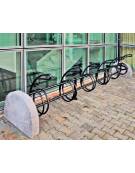 Portabici alto-basso 11 posti, realizzato in acciaio zincato e verniciato, con fianchi in acciaio o cemento - cm 671x67,2/89,6h