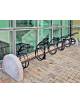 Portabici bifacciale alto-basso 11 posti, realizzato in acciaio zincato e verniciato, con fianchi in cemento - cm 397,4x90,1x82,