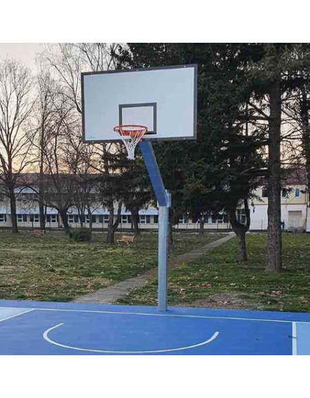 Impianto basket monotubolare con tabelloni in resina, sbalzo cm.165.