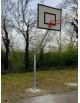 Mezzo impianto minibasket/basket monotubo zincato cm 10x10, fissaggio con piastra - sbalzo cm 120