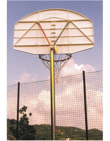 Canestro su colonna per minibasket con tabellone misure 112 x 73 cm